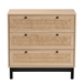 Baxton Studio Cherelle Mid-Century Modern Light Brown and Black 3-Drawer Storage Cabinet - SR221279-Wooden-Cabinet