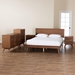 Baxton Studio Melora Mid-Century Modern Walnut Brown Finished Wood and Rattan Full Size 5-Piece Bedroom Set - MG0004-Ash Walnut-Full 5PC Bedroom Set