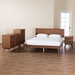 Baxton Studio Melora Mid-Century Modern Walnut Brown Finished Wood and Rattan Full Size 4-Piece Bedroom Set - MG0004-Ash Walnut-Full 4PC Bedroom Set