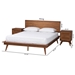Baxton Studio Melora Mid-Century Modern Walnut Brown Finished Wood and Rattan Queen Size 3-Piece Bedroom Set - MG0004-Ash Walnut-Queen 3PC Bedroom Set