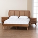 Baxton Studio Asami Mid-Century Modern Walnut Brown Finished Wood and Woven Rattan Full Size 3-Piece Bedroom Set - Asami-Ash Walnut Rattan-Full 3PC Bedroom Set