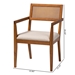 Baxton Studio Emilia Modern Japandi Beige Fabric and Walnut Brown Finished Wood 2-Piece Arm Chair Set with Woven Rattan - BBT5467.11-Walnut Rattan/Beige-CC