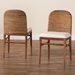 bali & pari Nadim Modern Bohemian Natural Seagrass and Acacia Wood 2-Piece Dining Chair Set - New York-Wood/Banana-DC