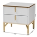 Baxton Studio Lilac Modern Glam White Wood and Gold Metal 2-Drawer Nightstand - LV47 ST4724WI-White/Gold-Nightstand