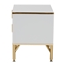 Baxton Studio Lilac Modern Glam White Wood and Gold Metal 2-Drawer Nightstand - LV47 ST4724WI-White/Gold-Nightstand