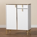 Baxton Studio Lilac Modern Glam White Wood and Gold Metal 2-Door Shoe Cabinet - LV47 SC4715WI-White-Shoe Cabinet