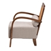 Baxton Studio Sage Modern Japandi Light Grey Fabric and Walnut Brown Finished Wood Arm Chair with Woven Rattan - RDS-S990-1S-Grey/Walnut PE Rattan-Chair