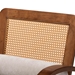 Baxton Studio Sage Modern Japandi Light Grey Fabric and Walnut Brown Finished Wood Arm Chair with Woven Rattan - RDS-S990-1S-Grey/Walnut PE Rattan-Chair