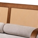 Baxton Studio Sage Modern Japandi Light Grey Fabric and Walnut Brown Finished Wood Loveseat with Woven Rattan - RDS-S990-2S-Grey/Walnut PE Rattan-LS