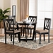 Baxton Studio Aggie Modern Sand Fabric and Dark Brown Finished Wood 5-Piece Dining Set - Lindy-Sand/Dark Brown-5PC Dining Set