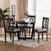 Baxton Studio Aggie Modern Grey Fabric and Dark Brown Finished Wood 5-Piece Dining Set - Lindy-Grey/Dark Brown-5PC Dining Set