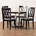 Baxton Studio Aggie Modern Grey Fabric and Dark Brown Finished Wood 5-Piece Dining Set - Lindy-Grey/Dark Brown-5PC Dining Set