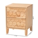 Baxton Studio Hosea Japandi Carved Honeycomb Natural 2-Drawer Nightstand - SW8000-61NS2D-2DW-Natural-Nightstand