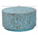 bali & pari Kaloni Bohemian Sky Blue Coconut Shell and Acacia Wood Coffee Table - Round Cocktail-Blue Wooden-CT