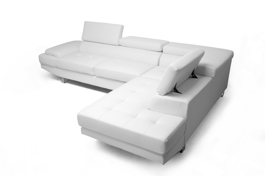 Baxton Studio Selma White Leather Modern Sectional Sofa | Wholesale Interiors