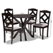 Baxton Studio Carlin Modern Transitional Grey Fabric Upholstered and Dark Brown Finished Wood 5-Piece Dining Set - Carlin-Grey/Dark Brown-5PC Dining Set