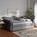 Baxton Studio Abbie Traditional and Transitional Grey Velvet Fabric Upholstered and Crystal Tufted Queen Size Daybed with Trundle - Abbie-Grey Velvet-Daybed-Q/T