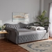 Baxton Studio Abbie Traditional and Transitional Grey Velvet Fabric Upholstered and Crystal Tufted Queen Size Daybed - Abbie-Grey Velvet-Daybed-Queen