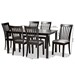 Baxton Studio Minette Modern and Contemporary Gray Fabric Upholstered and Espresso Brown Finished Wood 7-Piece Dining Set - RH319C-Grey/Dark Brown-7PC Dining Set