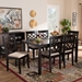Baxton Studio Mael Modern and Contemporary Sand Fabric Upholstered and Espresso Brown Finished Wood 7-Piece Dining Set - RH331C-Sand/Dark Brown-7PC Dining Set