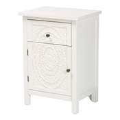 Baxton Studio Lambert Classic and Traditional White Finished Wood 1-Drawer End Table Baxton Studio restaurant furniture, hotel furniture, commercial furniture, wholesale living room furniture, wholesale end table, classic end table