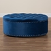 Baxton Studio Iglehart Modern and Contemporary Royal Blue Velvet Fabric Upholstered Tufted Cocktail Ottoman - 532-Royal Blue-Otto