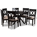 Baxton Studio Sanne Modern and Contemporary Sand Fabric Upholstered and Dark Brown Finished Wood 7-Piece Dining Set - Sanne-Sand/Dark Brown-7PC Dining Set