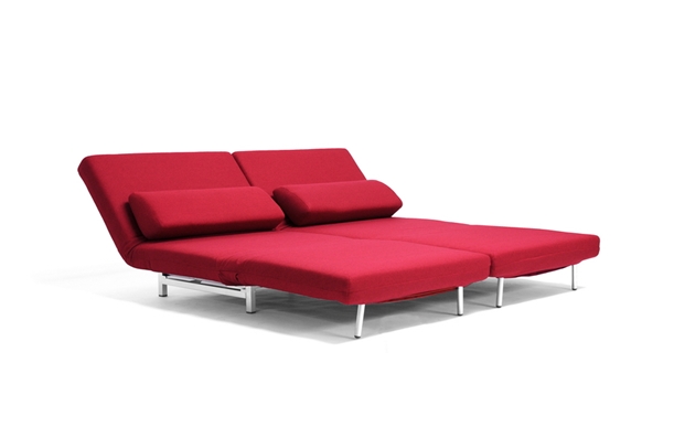 Baxton Studio Red Fabric 2 Seat Sofa Chair Convertible Set - LK06-2-D-06-red