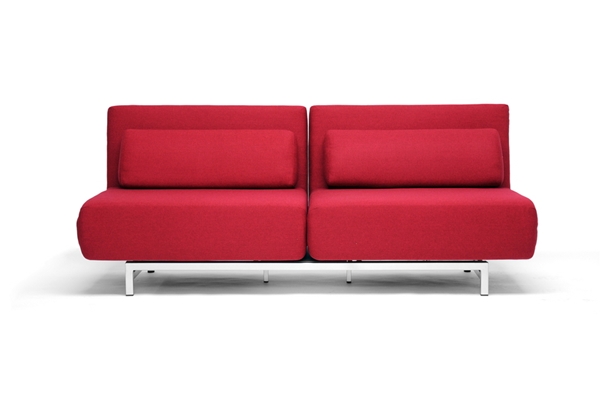 Baxton Studio Red Fabric 2 Seat Sofa Chair Convertible Set - LK06-2-D-06-red