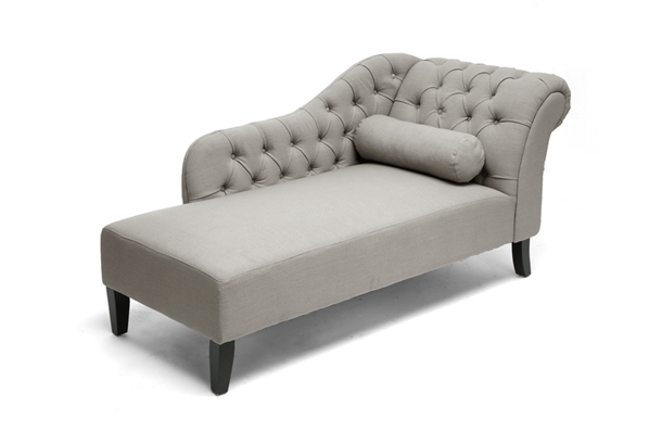 Baxton Studio Aphrodite Tufted Putty Gray Linen Modern Chaise Lounge - BH-TY331-AC