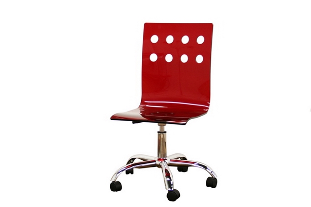 Baxton Studio Bellicoso Transparent Red Acrylic Swivel Chair with Caster Wheels - CC-01-Red Office Chair