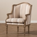 Baxton Studio Charlemagne Traditional French Accent Chair-Oak (Brown Stripe) - ASS293Mi CG4