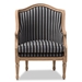 Baxton Studio Charlemagne Traditional French Black and Grey Striped Accent Chair - ASS378Mi CG4