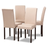 Baxton Studio Andrew Contemporary Espresso Wood Beige Fabric Dining Chair (Set of 4)