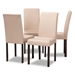 Baxton Studio Andrew Contemporary Espresso Wood Beige Fabric Dining Chair (Set of 4)