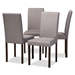 Baxton Studio Andrew Contemporary Espresso Wood Grey Fabric Dining Chair (Set of 4)