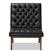 Baxton Studio Annetha Mid-Century Modern Black Faux Leather Upholstered Walnut Finished Wood Lounge Chair - BBT5272-Pine Black-CC