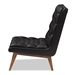 Baxton Studio Annetha Mid-Century Modern Black Faux Leather Upholstered Walnut Finished Wood Lounge Chair - BBT5272-Pine Black-CC