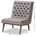 Baxton Studio Annetha Mid-Century Modern Grey Fabric Upholstered Walnut Finished Wood Lounge Chair - BBT5272-Grey-CC-XD45