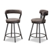 Baxton Studio Arcene Rustic and Industrial Grey Fabric Upholstered 2-Piece Counter Stool Set - CA1802-Grey-PS