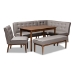 Baxton Studio Arvid Mid-Century Modern Gray Fabric Upholstered 5-Piece Wood Dining Nook Set - BBT8051-Grey/Walnut-5PC Dining Nook Set