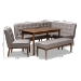 Baxton Studio Arvid Mid-Century Modern Gray Fabric Upholstered 5-Piece Wood Dining Nook Set - BBT8051-Grey/Walnut-5PC Dining Nook Set