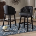 Baxton Studio Avril Modern and Contemporary Black Faux Leather Tufted Swivel Barstool with Nail heads Trim - BBT5210A1-BS-Black