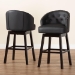 Baxton Studio Avril Modern and Contemporary Black Faux Leather Tufted Swivel Barstool with Nail heads Trim - BBT5210A1-BS-Black