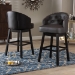 Baxton Studio Avril Modern and Contemporary Brown Faux Leather Tufted Swivel Barstool with Nail heads Trim - BBT5210A1-BS-Brown