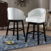 Baxton Studio Avril Modern and Contemporary White Faux Leather Tufted 2-Piece Swivel Barstool Set with Nail heads Trim - BBT5210A1-BS-White