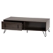 Baxton Studio Baldor Modern and Contemporary Dark Brown Finished Wood and Black Metal 2-Drawer Coffee Table - CT8012-Dark Brown-CT