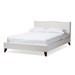 Baxton Studio Battersby White Modern Bed with Upholstered Headboard - Queen Size - CF8276-QUEEN-WHITE