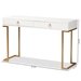 Baxton Studio Beagan Modern and Contemporary White Finished Wood and Gold Metal 2-Drawer Console Table - JY20B168-White/Gold