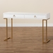 Baxton Studio Beagan Modern and Contemporary White Finished Wood and Gold Metal 2-Drawer Console Table - JY20B168-White/Gold